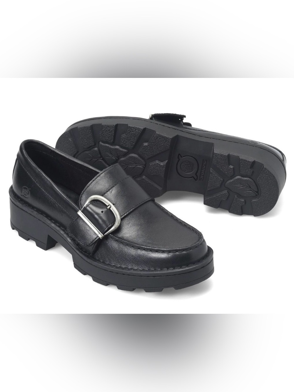Born Contessa Loafers Women's Black Leather Buckle Slip-On Comfort Shoes 6 NEW